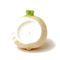 Mairübchen (Baby Turnips), geschrubbt und längs halbiert