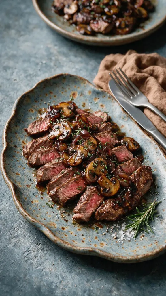 Skirt Steak mit Balsamico-Pilzen