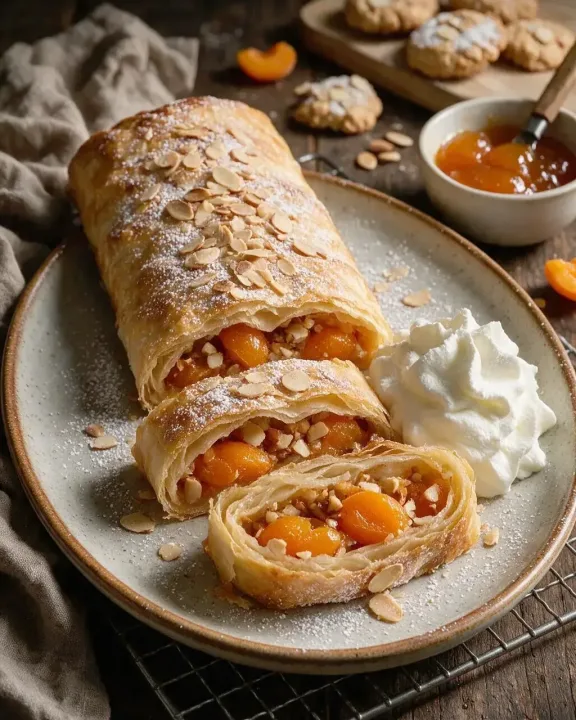 Aprikosen-Mandel-Strudel (KI-Illustration)