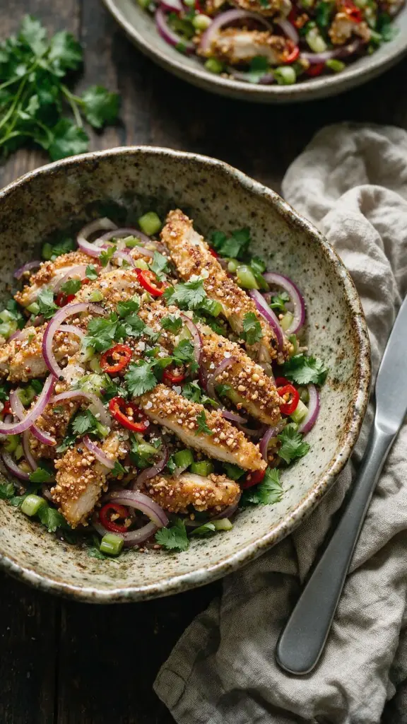 Asia-Salat mit knusprigem Hähnchen