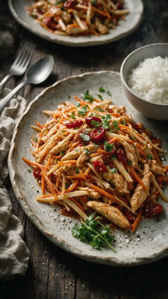 Hähnchen-Stir-Fry mit Chilis