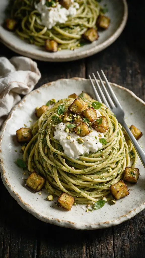Auberginen-Pasta mit Burrata