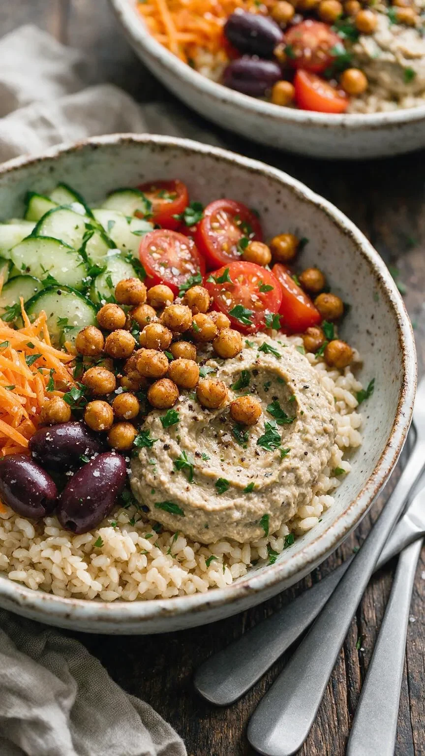 Auberginen-Hummus Buddha Bowl