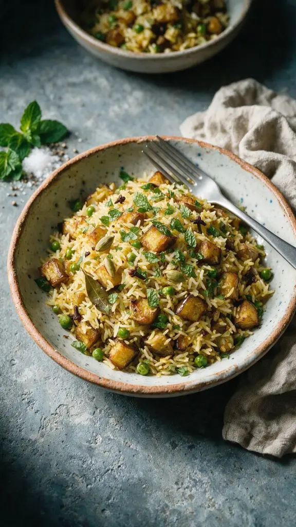 Auberginen-Pilaf