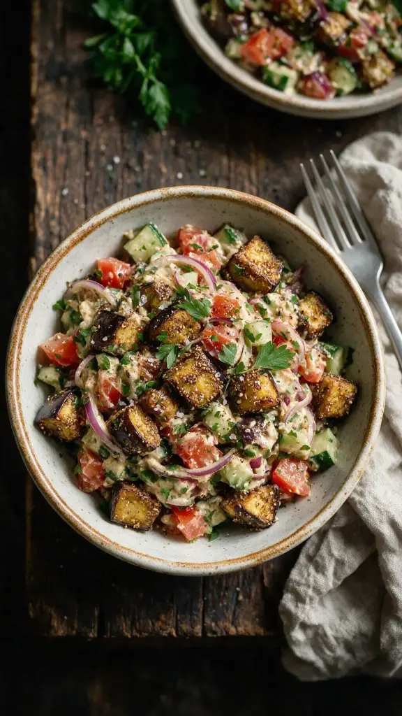 Auberginensalat mit Hummus-Dressing