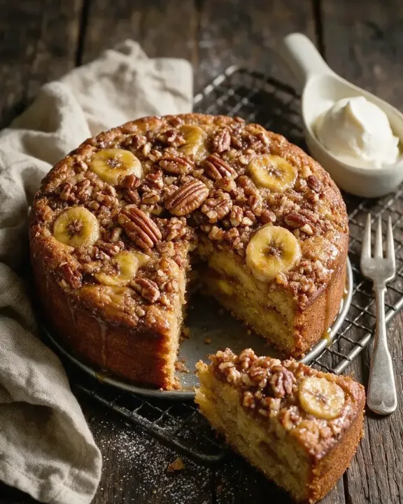 Bananenkuchen mit Pekannüssen (KI-Illustration)