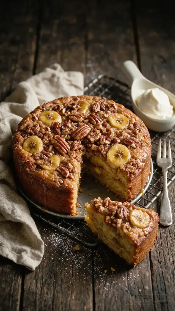 Bananenkuchen mit Pekannüssen