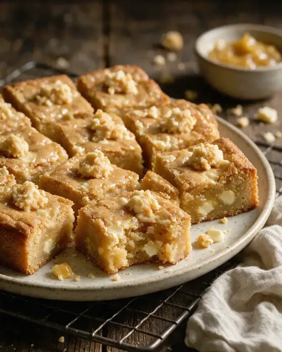 Blondies mit weißer Schokolade (KI-Illustration)