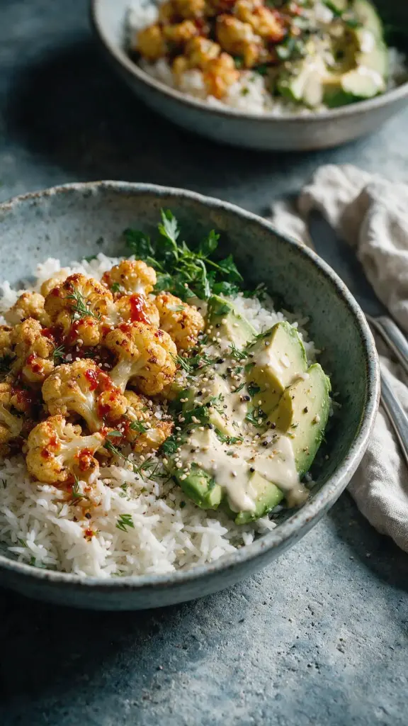 Würzige Blumenkohl-Bowl mit Tahini