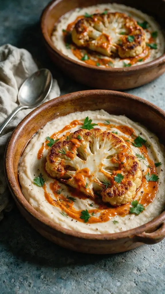 Blumenkohl-Steak mit Harissa-Tahini