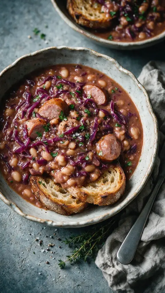 Toskana-Bohnensuppe mit Rotkohl