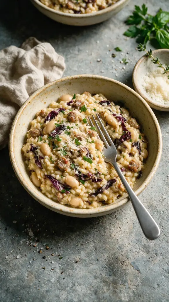 Radicchio-Risotto mit Wurst