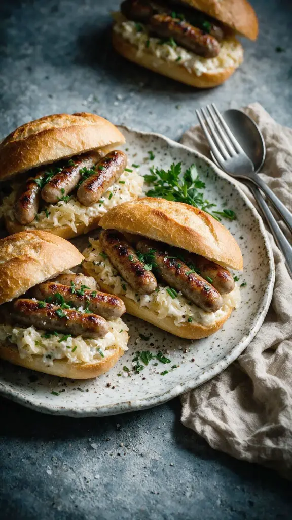 Bratwurst-Brötchen mit Sauerkraut