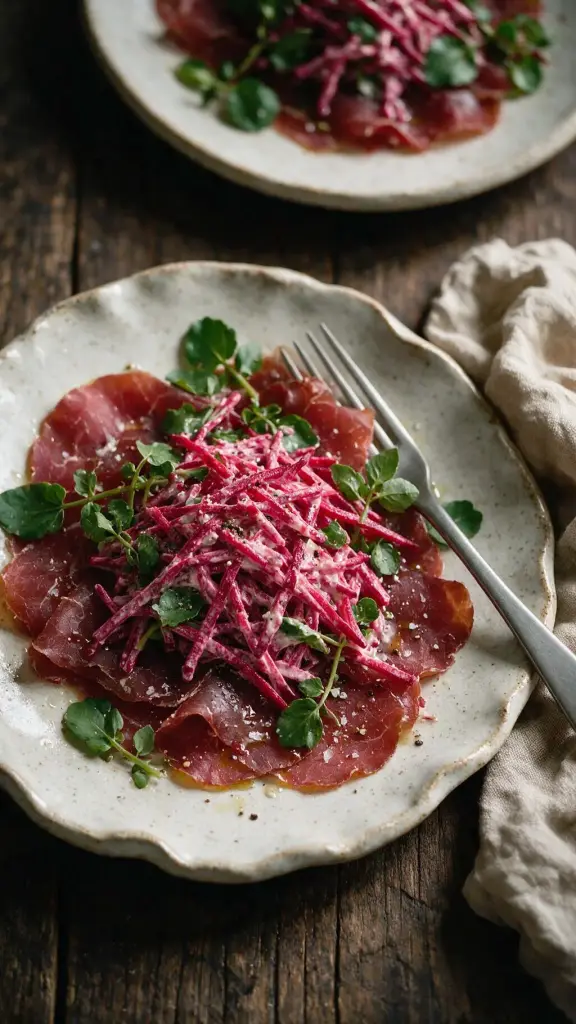 Rote-Bete-Salat zu Bresaola