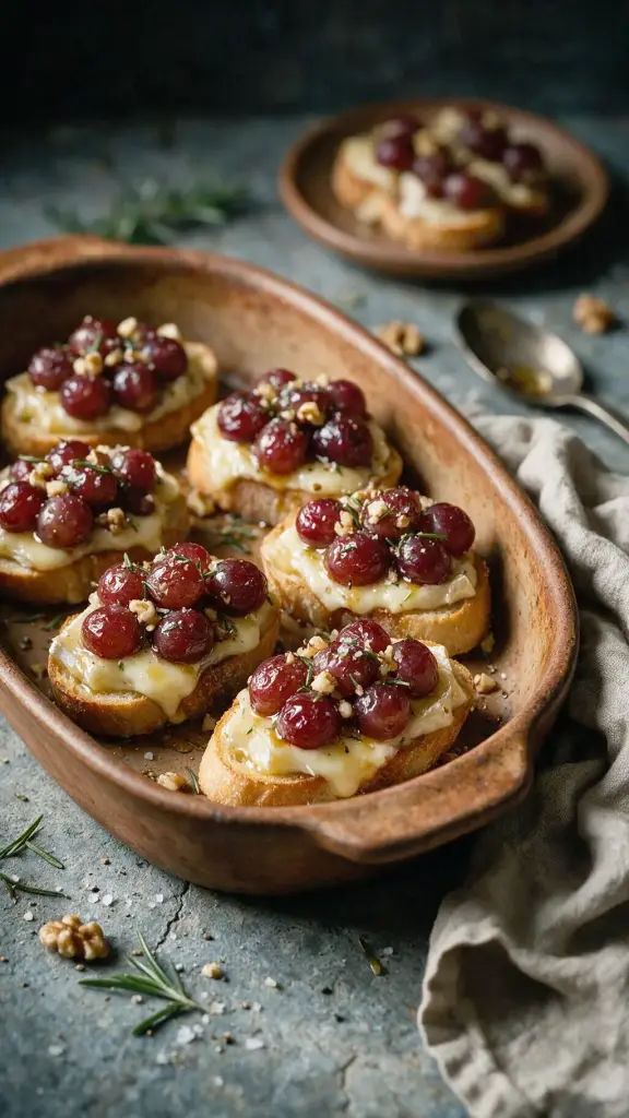 Brie-Crostini mit Trauben