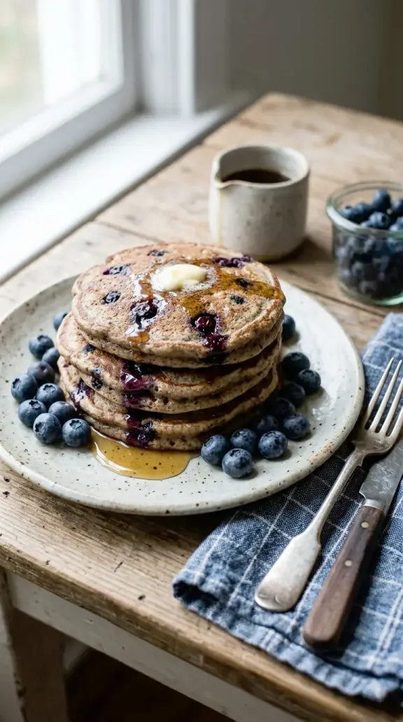 Buchweizen-Blaubeer-Pfannkuchen