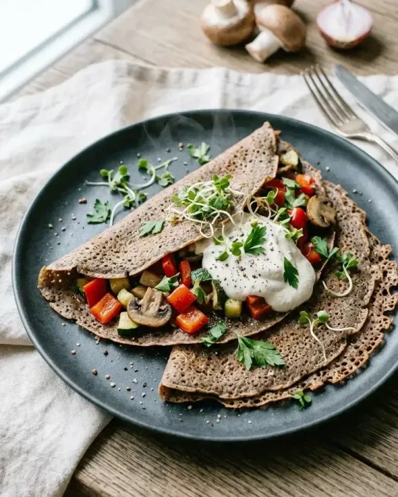 Buchweizen-Crêpes mit Gemüse (KI-Illustration)