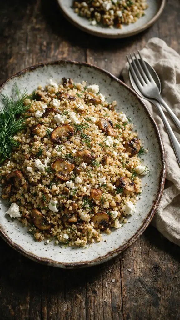 Bulgur mit Pilzen und Feta