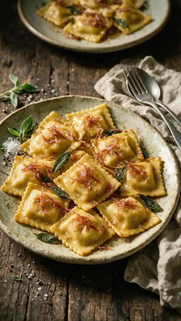 Butternut-Ravioli mit Prosciutto