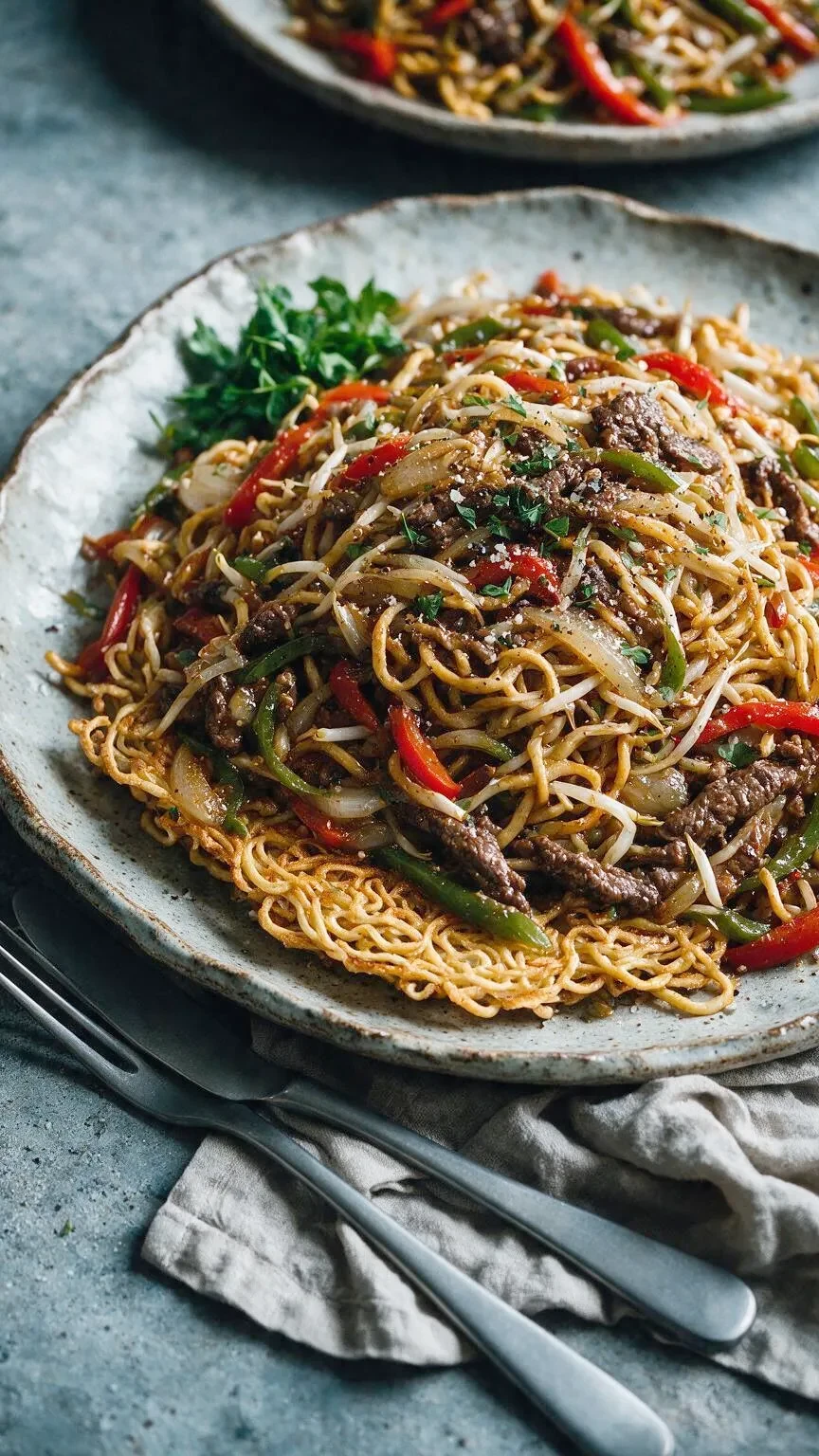 Chow Mein mit Rind und Paprika