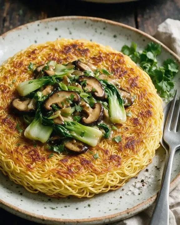 Chow Mein Nudelkuchen (KI-Illustration)