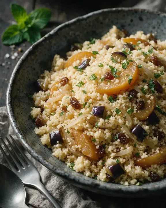 Couscous mit geschmorten Quitten (KI-Illustration)