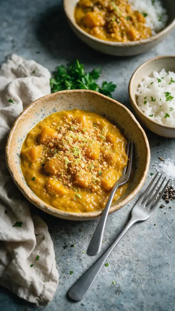 Kürbiscurry mit Semmelbröseln