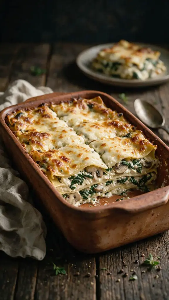 Spinat-Pilz-Lasagne