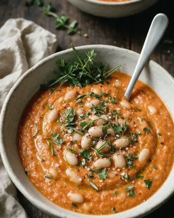 Weiße Bohnen-Tomatensuppe (KI-Illustration)