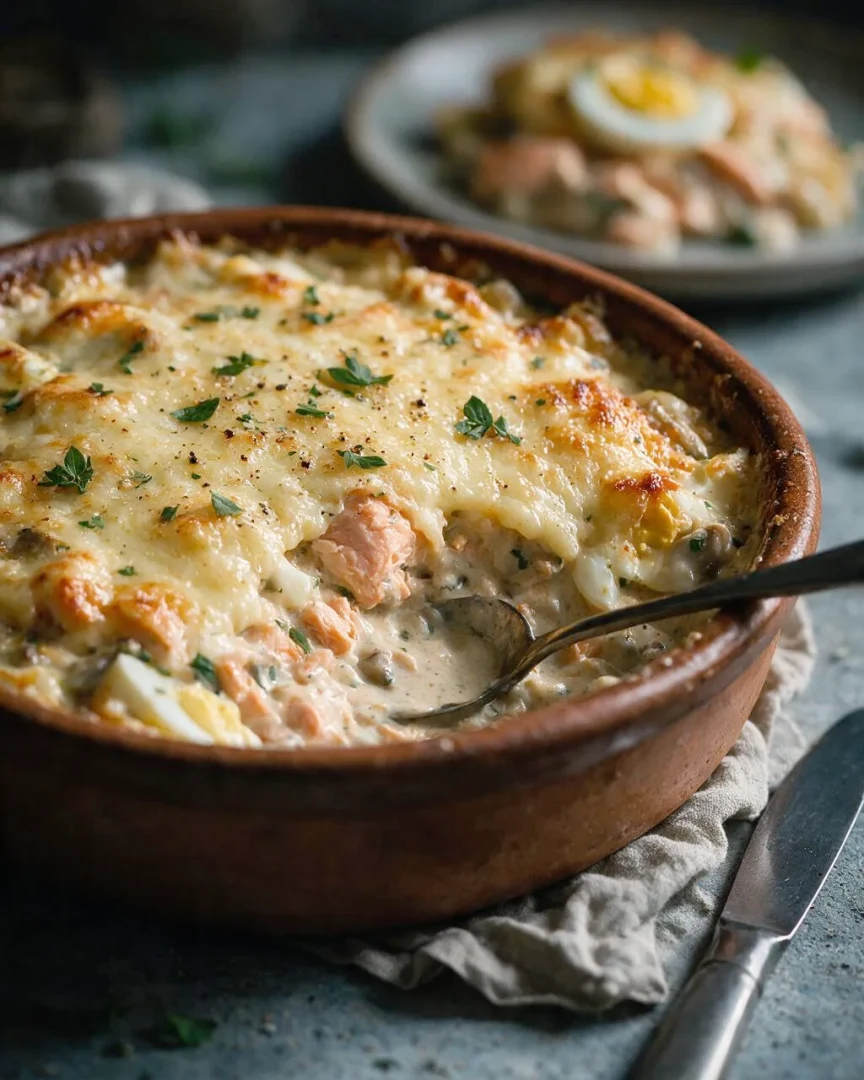 Cremiges Fisch-Gratin (KI-Illustration)