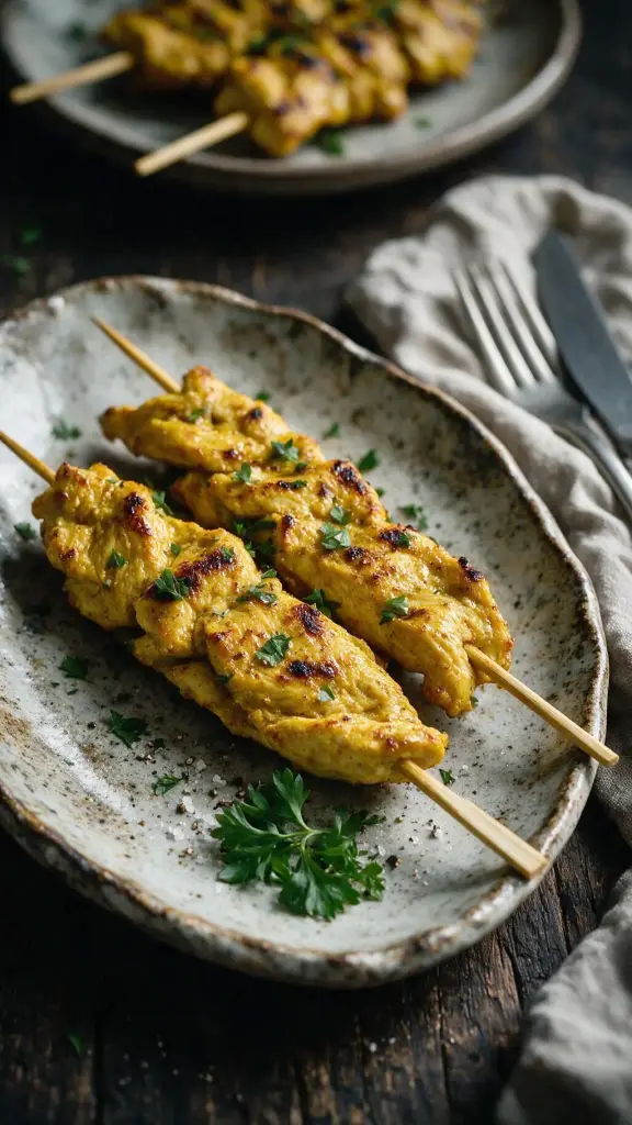 Curry-Hähnchen-Spieße