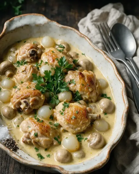 Hähnchen-Curry-Frikassee (KI-Illustration)