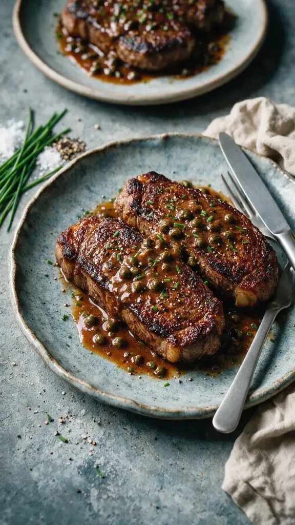 Steak für zwei mit Kapernbutter