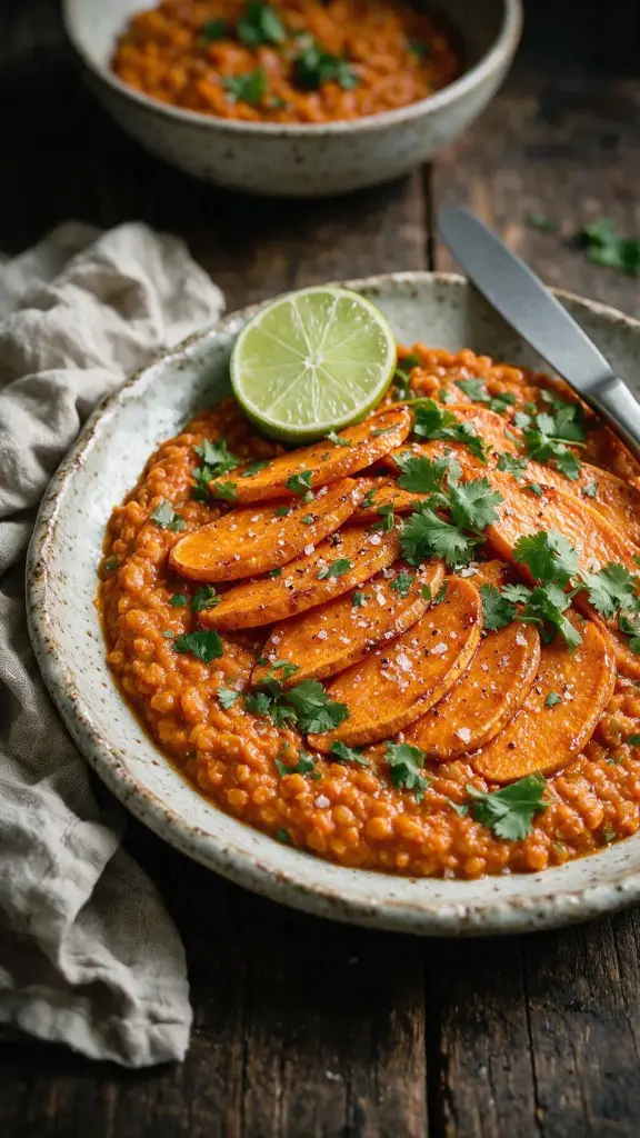 Dhal mit Tamarinden-Süßkartoffeln