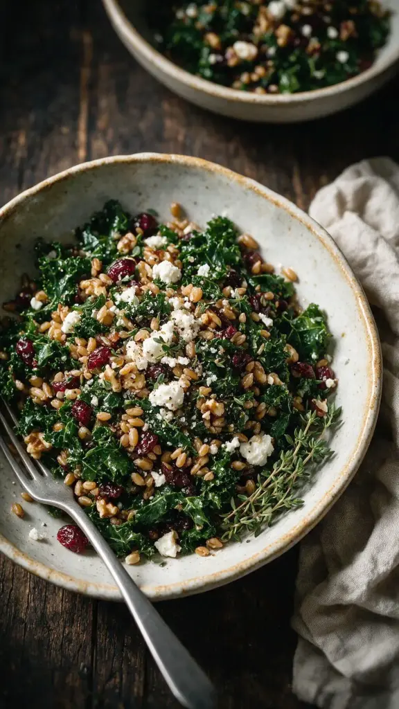 Herbstlicher Grünkohl-Salat mit Dinkel