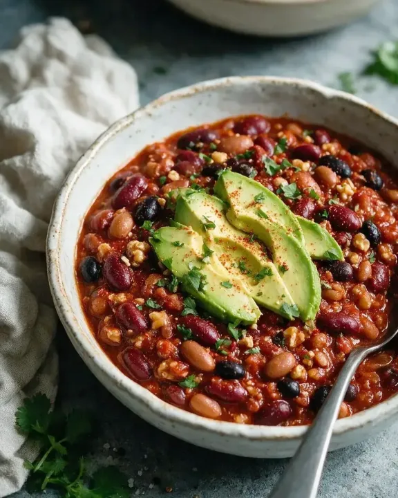 Dreibohnen-Chili Sin Carne (KI-Illustration)