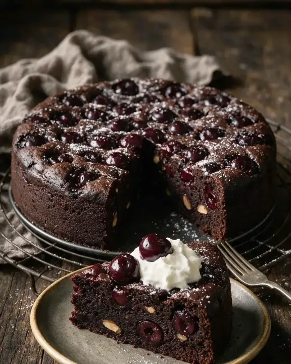 Dunkler Kirschkuchen (KI-Illustration)