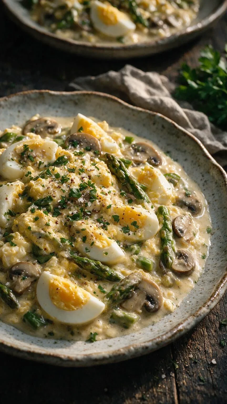 Eierfrikassee mit Champignons (KI-Illustration)