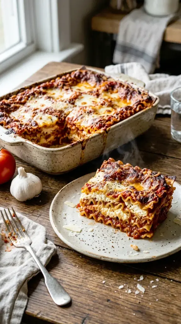 Lasagne mit Tomaten und Mozzarella