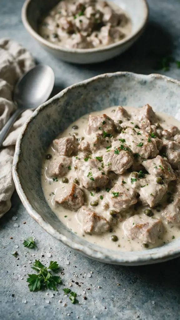 Kalbfleisch in Kapernsauce