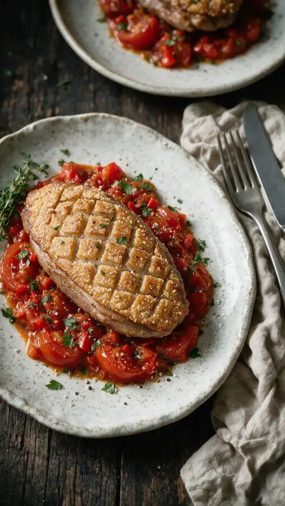 Entenbrust auf Tomaten