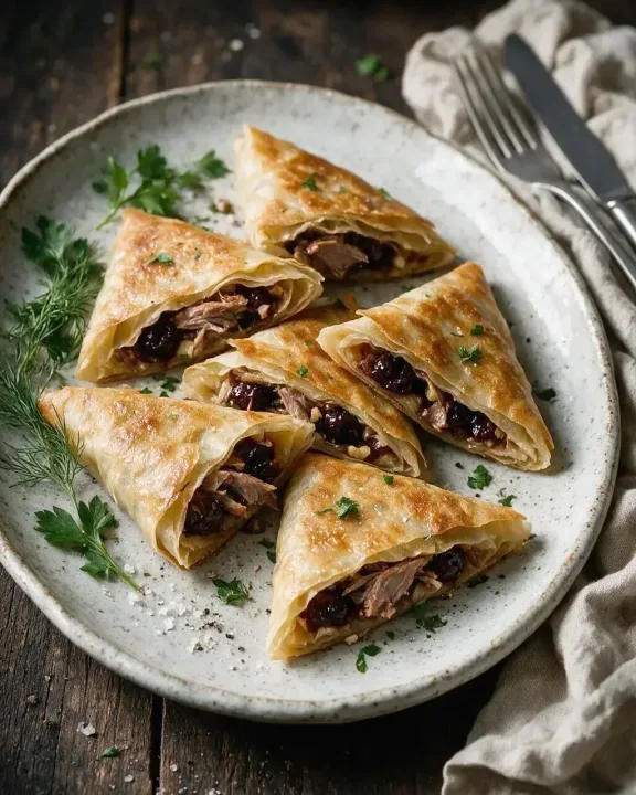 Enten-Gözleme mit Sauerkirschen (KI-Illustration)