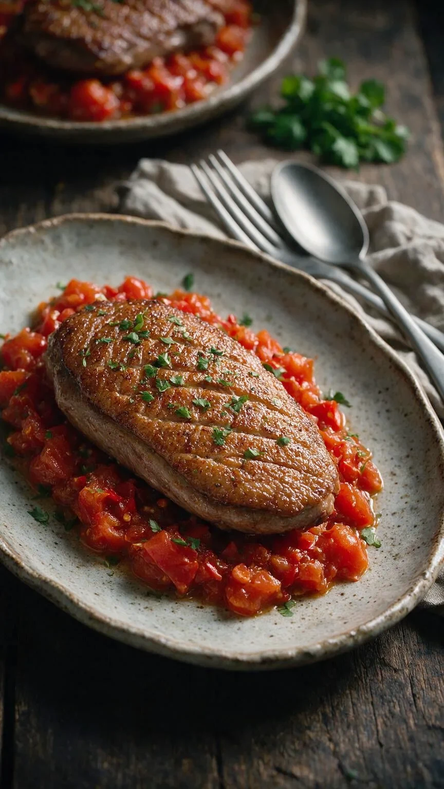 Entenbrust auf Tomaten