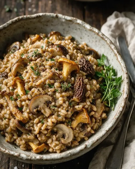 Waldpilz-Farro-Risotto (KI-Illustration)