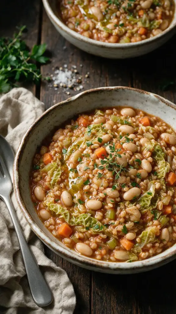 Farro-Bohnensuppe mit Wirsing