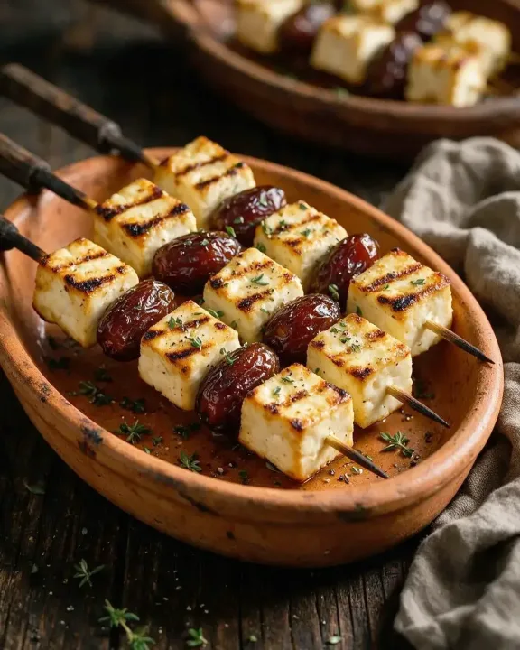 Feta-Dattel-Grillspieße (KI-Illustration)