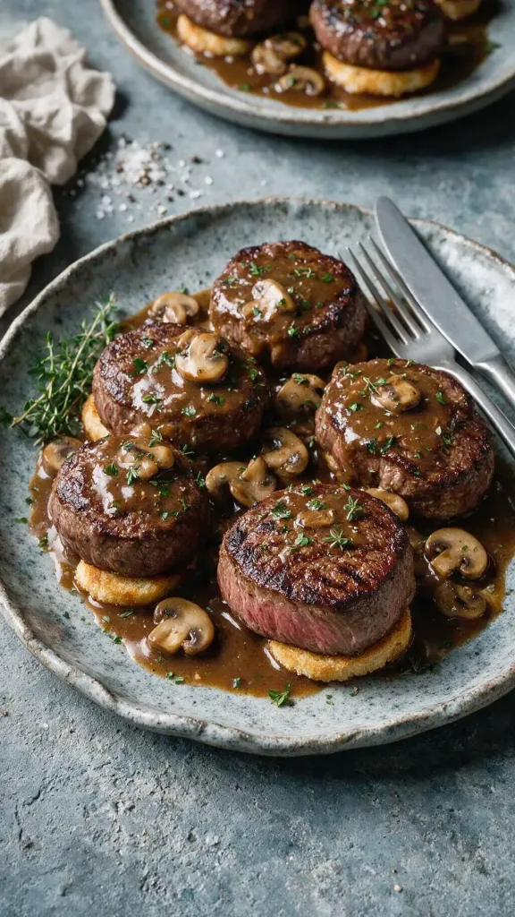 Filetsteaks mit Pilz-Madeira-Sauce (KI-Illustration)