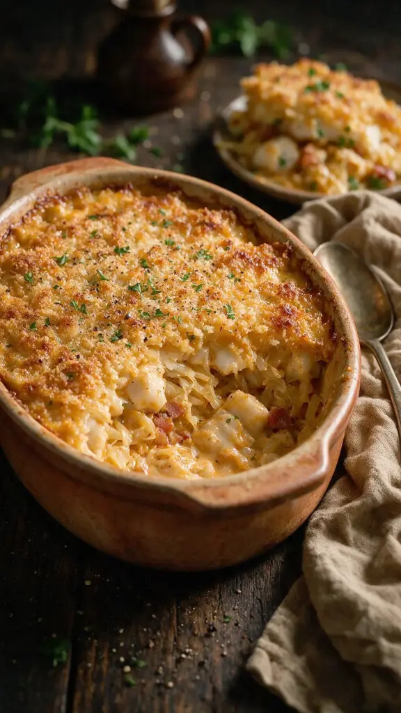 Fischauflauf mit Sauerkraut