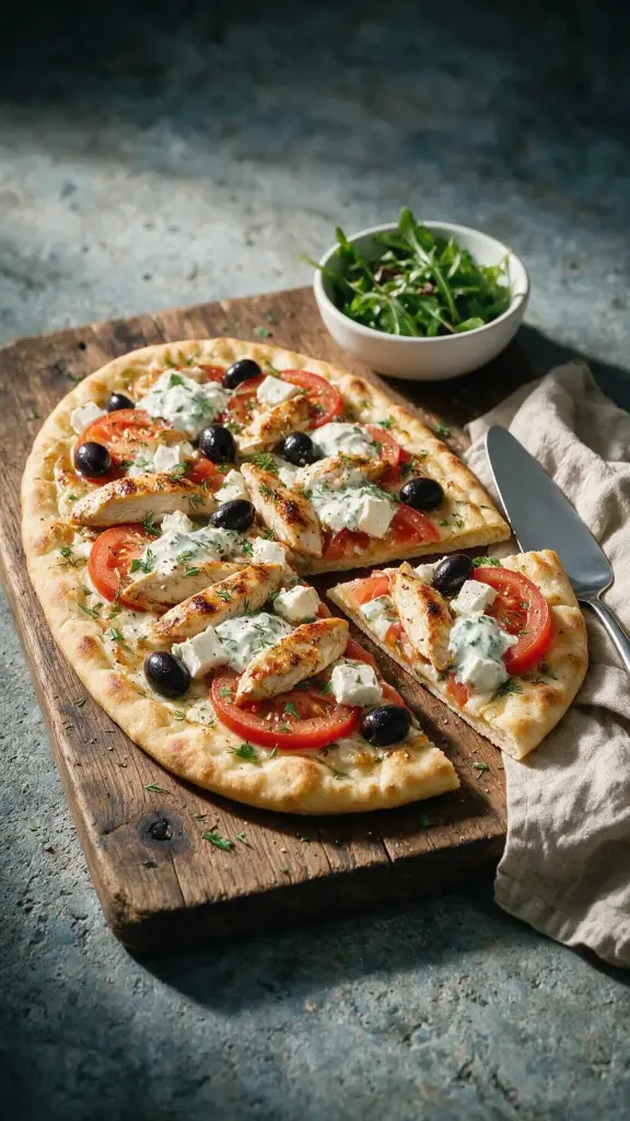 Hähnchen-Pizza auf Fladen