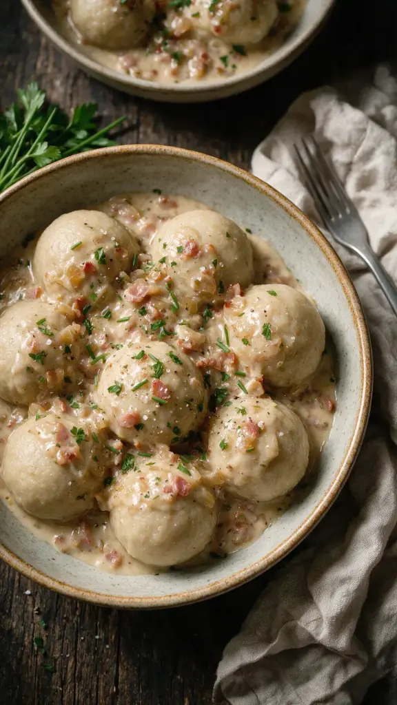 Fleischgefüllte Kartoffelklöße